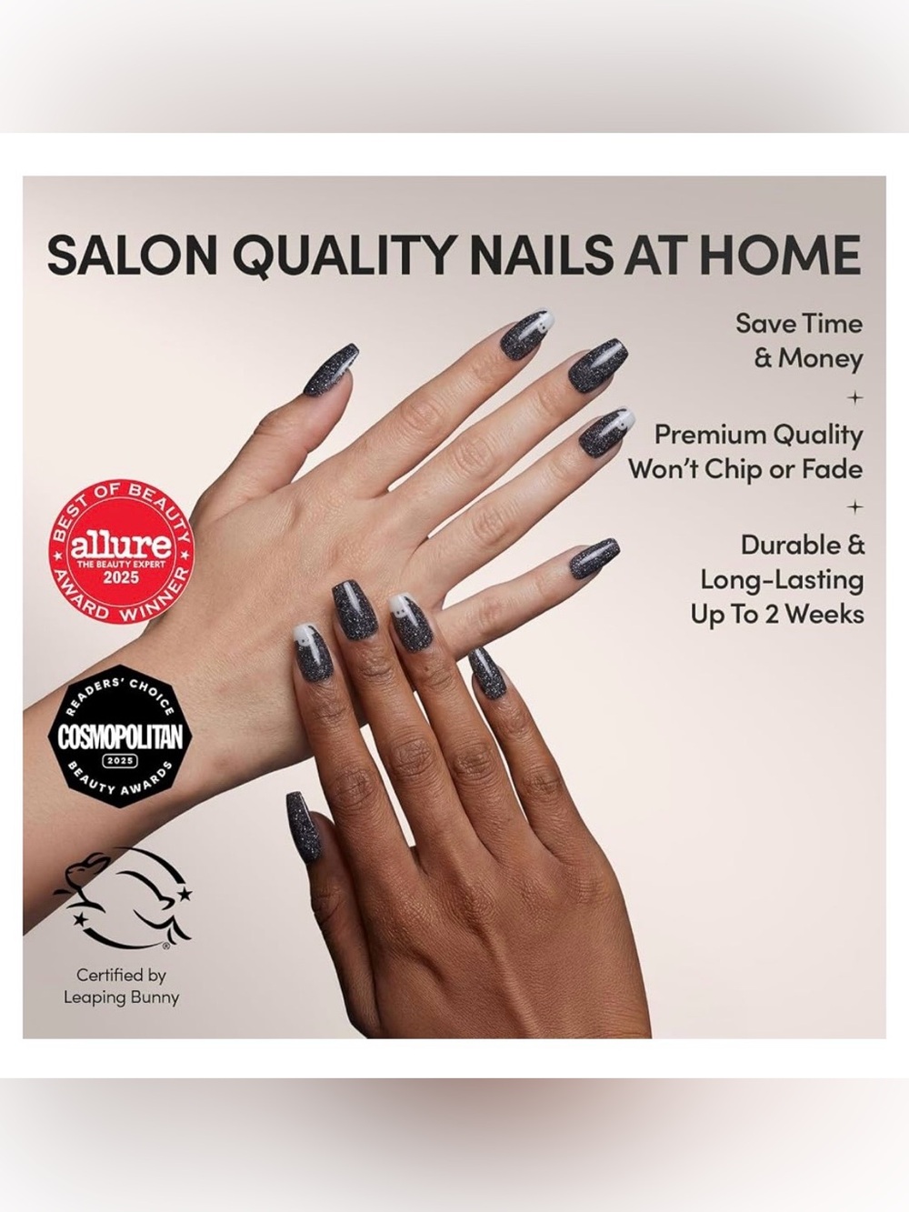 Glamnetic Press on Nails Medium Coffin Shape in Phantom Glow NIB - Picture 2 of 7
